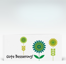 Genesungskarte: Besserungs-Blumen grün