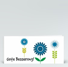 Genesungskarte: Besserungs-Blumen blau