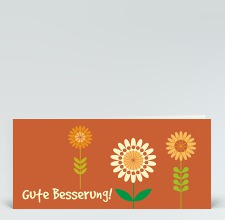 Genesungskarte: Besserungs-Blumen auf orange