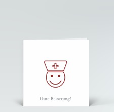Genesungskarte: Besserungs-Smiley rot
