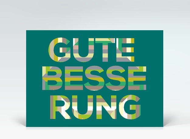 Genesungskarte Postkarte Gute Besserung gestreift grün Vorderseite