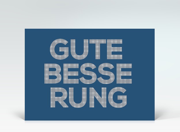 Genesungskarte Postkarte Gute Besserung gemustert auf blau Vorderseite