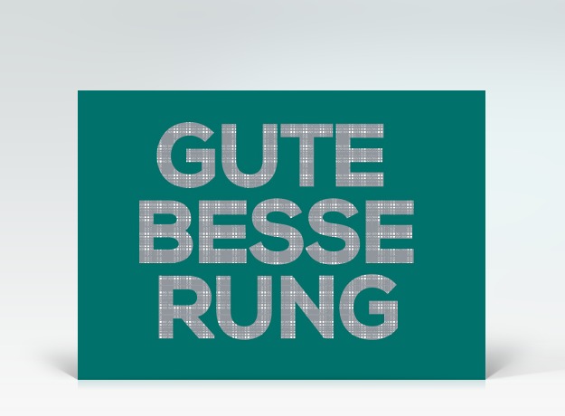 Genesungskarte Postkarte Gute Besserung gemustert auf grün Vorderseite
