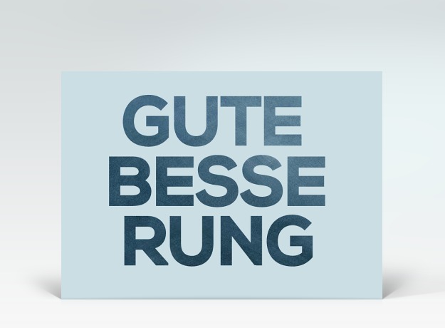 Genesungskarte Postkarte Gute Besserung blau Vorderseite