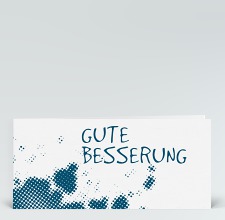 Genesungskarte: Gute Besserung gesiebt blau