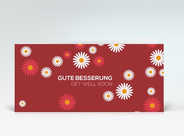 Genesungskarte Genesungsblümchen rot Vorderseite