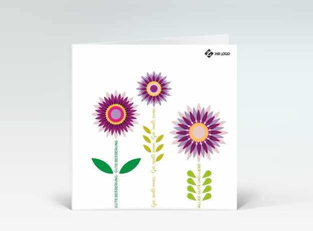 Genesungskarte Passionsblumen Genesung violett Vorderseite