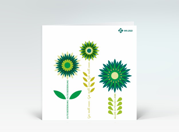 Genesungskarte Passionsblumen Genesung grün Vorderseite