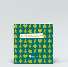 Genesungskarte: Klee Herz Medizin grün