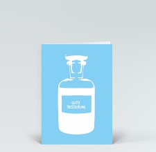 Genesungskarte: Medizinfläschchen hellblau