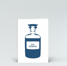 Genesungskarte: Medizinfläschchen blau
