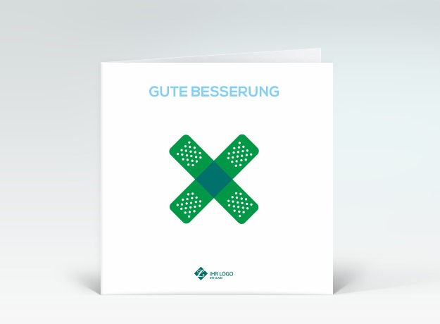 Genesungskarte Pflaster Gute Besserung grün Vorderseite