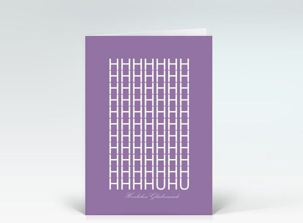 Glückwunschkarte Huhu, Geburtstagsgruß typografisch violett Vorderseite