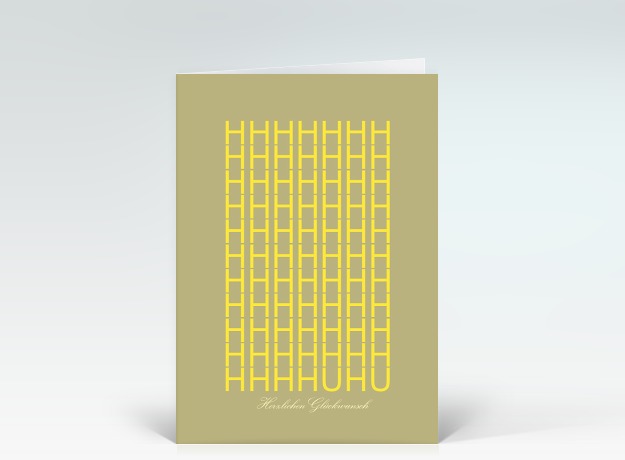 Glückwunschkarte Huhu, Geburtstagsgruß typografisch grün Vorderseite