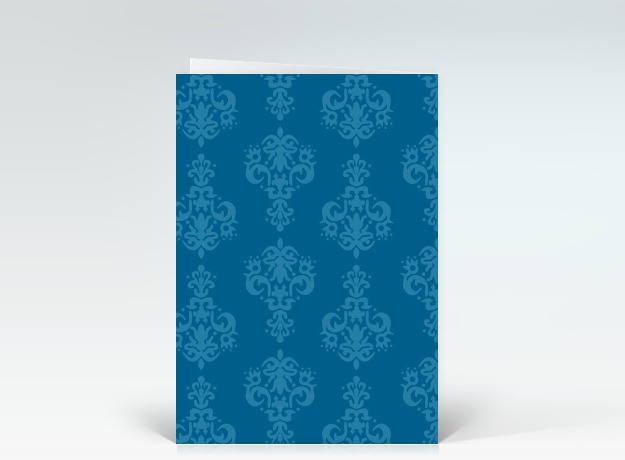 Glückwunschkarte Barockmuster elegant blau Rückseite