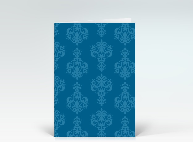 Glückwunschkarte Barockmuster elegant blau Vorderseite