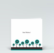 Glückwunschkarte: Blumenwiese in Blau-Braun