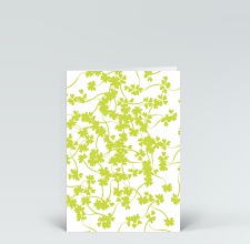 Glückwunschkarte: Grüne Kleeblätter auf Weiß
