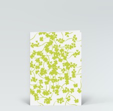 Glückwunschkarte: Grüne Kleeblätter auf Weiß