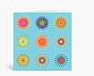 Glückwunschkarten: Neun bunte Blumen auf hellgblau DK717