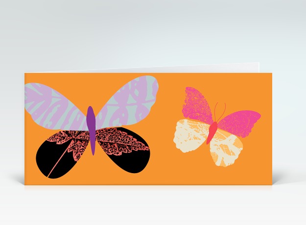Glückwunschkarte Schmetterlinge orange Vorderseite