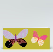 Glückwunschkarte: Schmetterlinge dunkelgrün