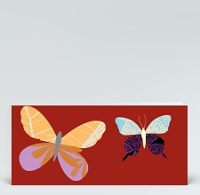 Glückwunschkarte: Schmetterlinge dunkelrot
