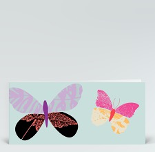 Glückwunschkarte: Schmetterlinge hellblau
