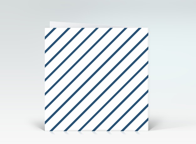 Glückwunschkarte Diagonale Streifen in blau Rückseite