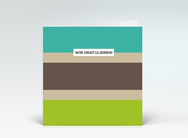 Glückwunschkarte Wir gratulieren Streifen horizontal bunt #3 Vorderseite