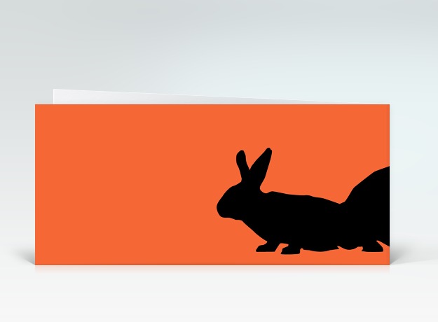 Osterkarte Osterhase auf orange Rückseite