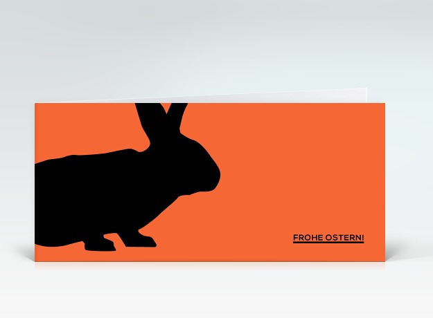 Osterkarte Osterhase auf orange Vorderseite