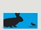 Osterkarte Osterhase auf blau Vorderseite Thumb