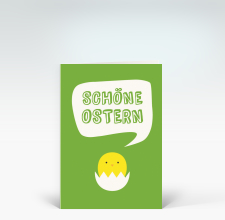 Osterkarte: Küken wünscht schöne Ostern Grün