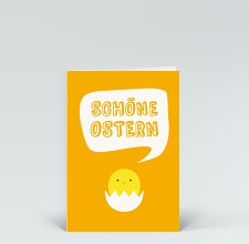 Osterkarte: Küken wünscht schöne Ostern Orange