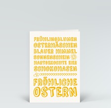 Osterkarte: Fröhliche Typo Ostern Sonnengelb