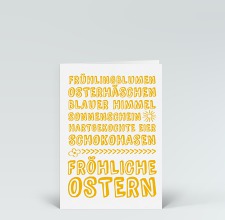 Osterkarte: Fröhliche Typo Ostern Sonnengelb